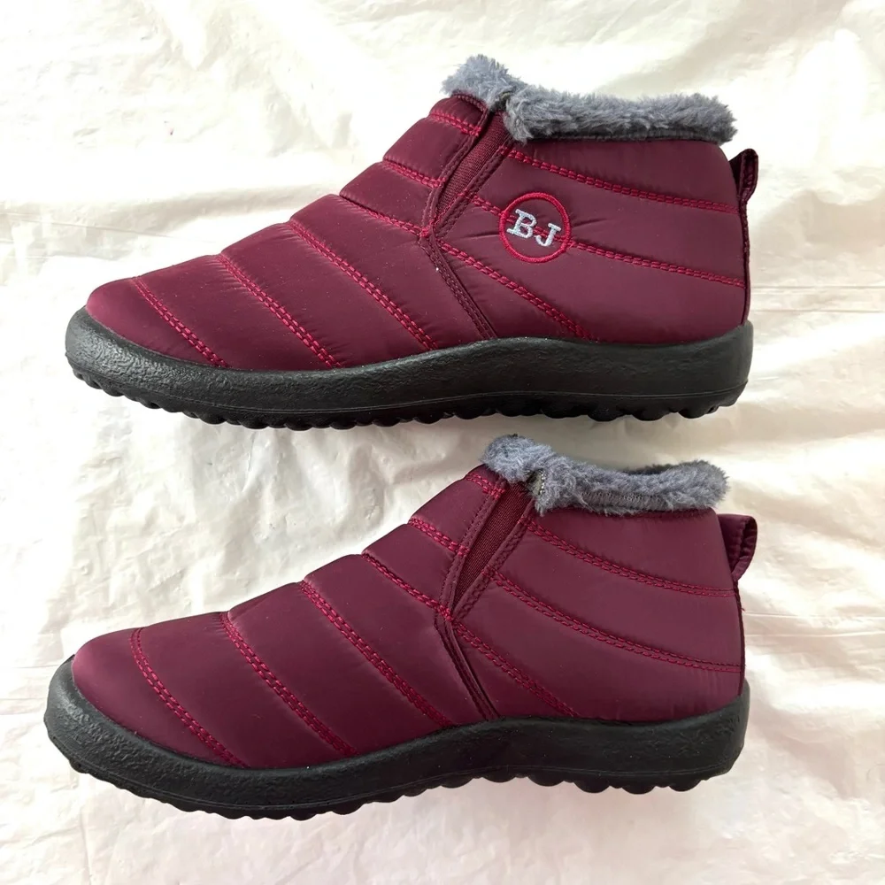 NWOT Boojoy Winter boots burgundy Waterproof slip on SZ 7.5